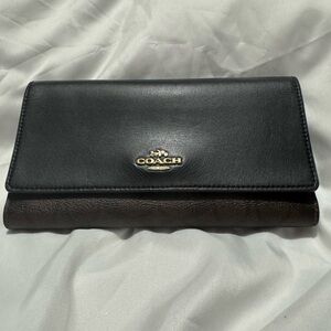 Coach Two-Tone Black and Brown Leather Clutch